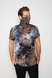 Adult Short Sleeve Blue Gray Black Brown Tie-dye #36 Shmask™ Earloop Face Mask for Kids and Adults