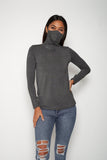 Adult Long Sleeve Dark Heather Gray Modal Shmask™ Earloop Face Mask for Kids and Adults