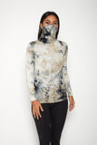 Adult Long Sleeve Green White Gray Blue Tie-dye #26 Shmask™ Earloop Face Mask for Kids and Adults