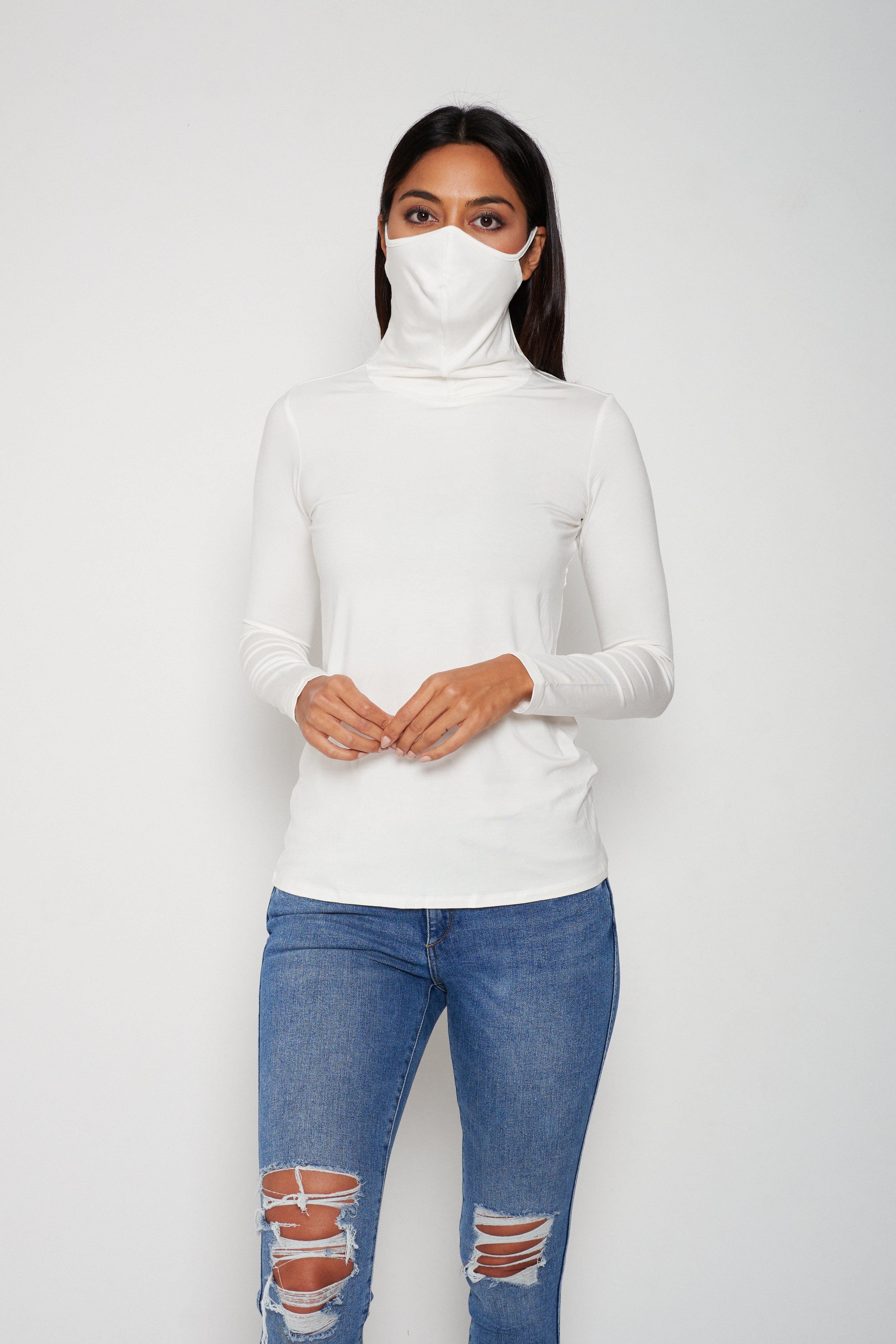 Adult Long Sleeve Ivory White Shmask™ Earloop Face Mask for Kids and Adults