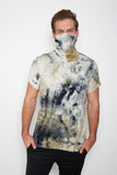 Adult Short Sleeve Green White Gray Blue Tie-dye #26 Shmask™ Earloop Face Mask for Kids and Adults