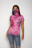 Adult Short Sleeve Pink Purple Tie-dye #6 Shmask™ Earloop Face Mask for Kids and Adults
