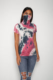 Adult Short Sleeve Pink White Tie-dye #9 Shmask™ Earloop Face Mask for Kids and Adults
