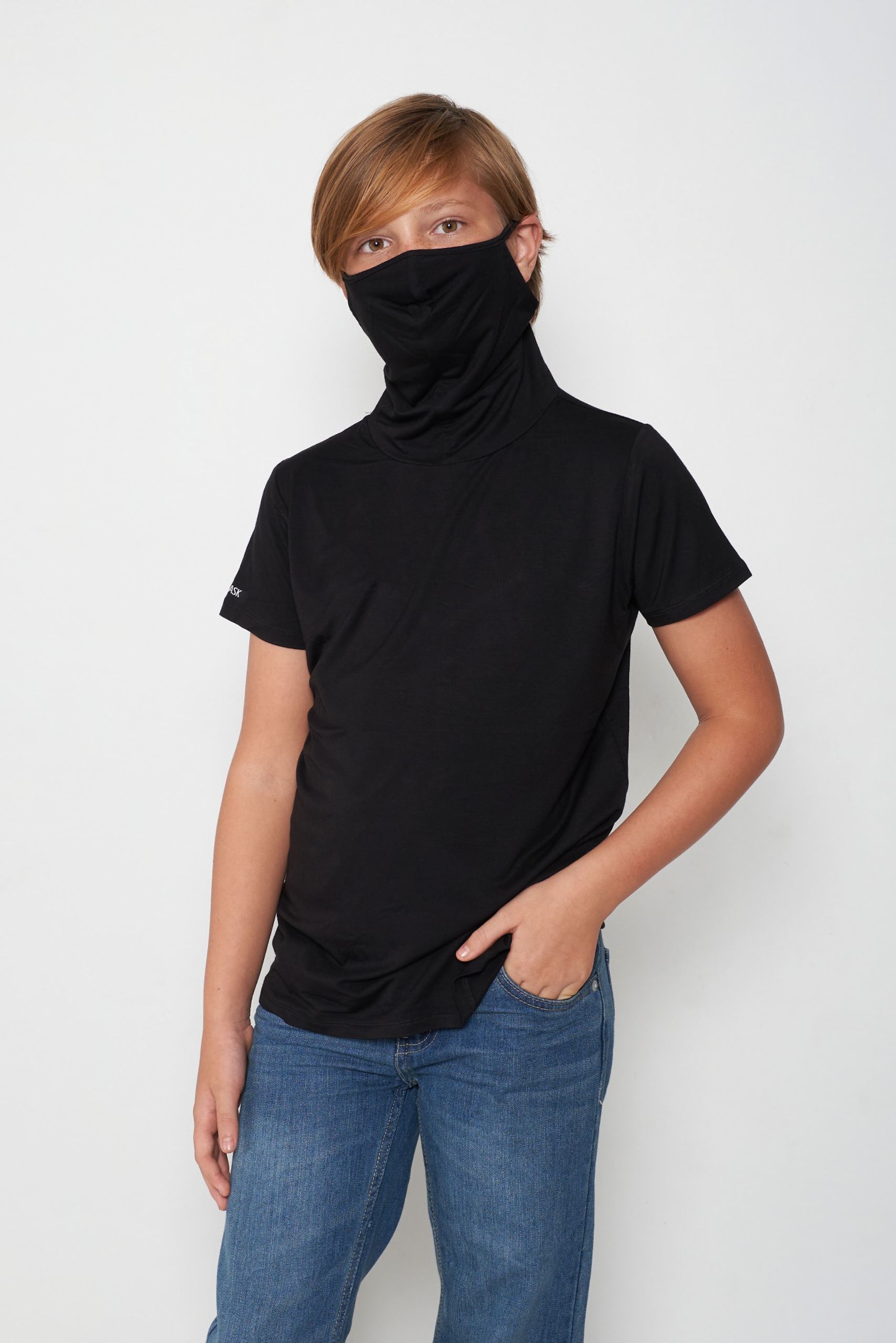 Kids Short Sleeve Black Shmask™ Earloop Face Mask for Kids and Adults