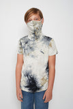 Kids Short Sleeve Green White Gray Blue Tie-dye #26 Shmask™ Earloop Face Mask for Kids and Adults