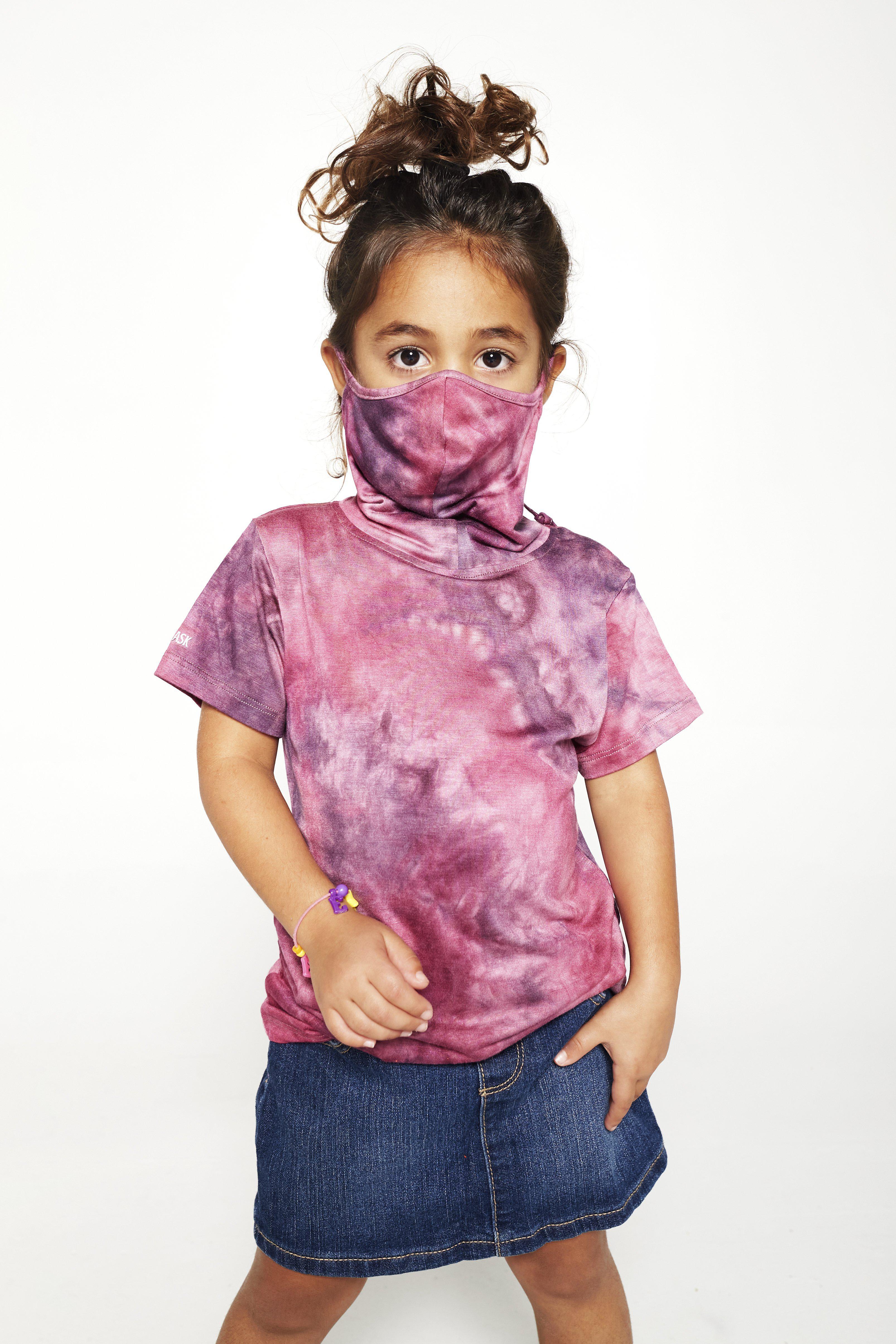 Kids Short Sleeve Pink Purple Tie-dye #6 Shmask™ Earloop Face Mask for Kids and Adults